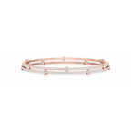 7 ctw Round LGD Double Row Station Bangle Bracelet  - 7.25 Inches