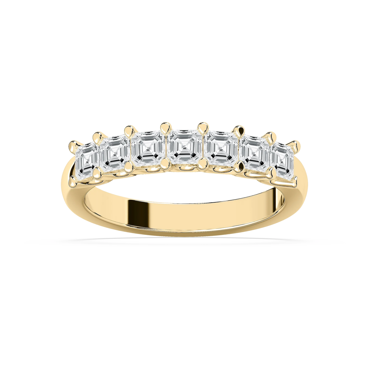 Aria 7/8 ctw Asscher LGD Seven Stone U Prong Anniversary Band - 14K Yellow Gold / F-VS2