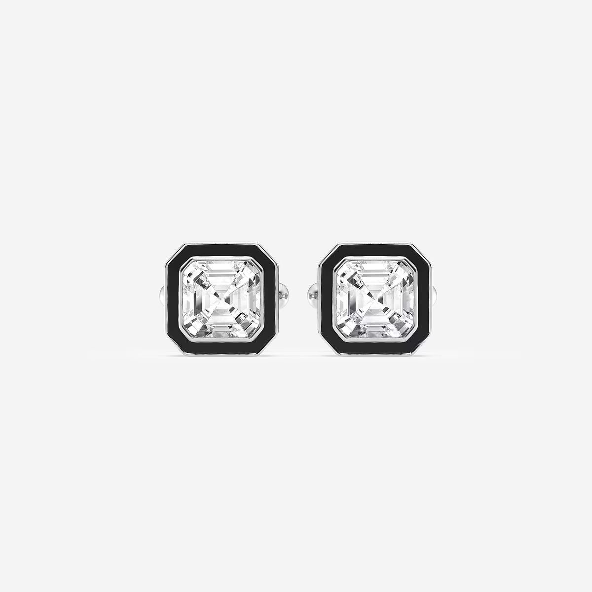 Black Enamel Asscher Cufflinks image