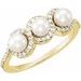 Three-Stone Halo-Style Pearl Ring