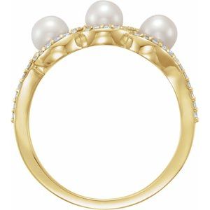 Three-Stone Halo-Style Pearl Ring