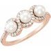 Three-Stone Halo-Style Pearl Ring