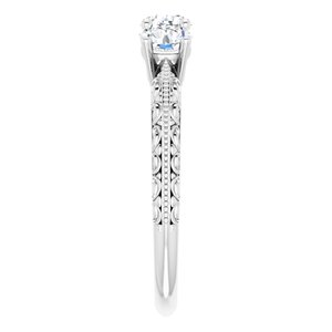Milgrain Sculptural Three-Stone Anniversary Band