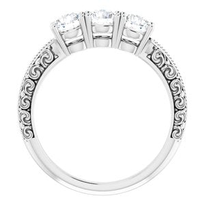 Milgrain Sculptural Three-Stone Anniversary Band