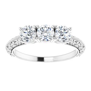 Milgrain Sculptural Three-Stone Anniversary Band