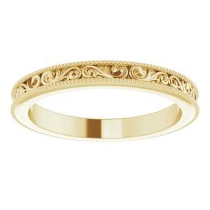 Milgrain Edge Sculptural Flat Band with Bead Blast Finish