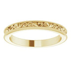 Milgrain Edge Sculptural Flat Band with Bead Blast Finish