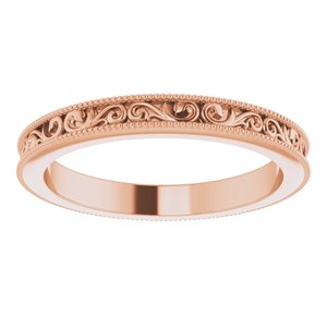 Milgrain Edge Sculptural Flat Band with Bead Blast Finish