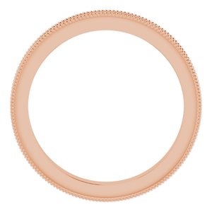 Milgrain Edge Sculptural Flat Band with Bead Blast Finish