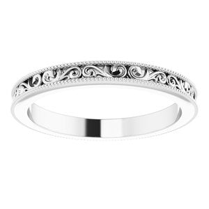 Milgrain Edge Sculptural Flat Band with Bead Blast Finish