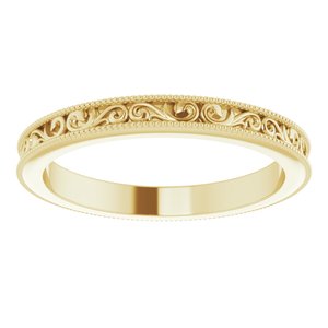 Milgrain Edge Sculptural Flat Band with Bead Blast Finish