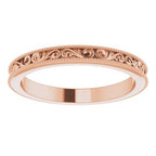 Milgrain Edge Sculptural Flat Band with Bead Blast Finish