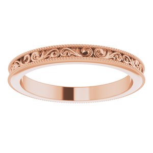 Milgrain Edge Sculptural Flat Band with Bead Blast Finish