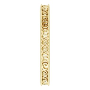 Milgrain Edge Sculptural Flat Band with Bead Blast Finish