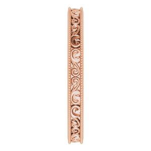 Milgrain Edge Sculptural Flat Band with Bead Blast Finish