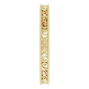 Milgrain Edge Sculptural Flat Band with Bead Blast Finish