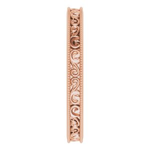 Milgrain Edge Sculptural Flat Band with Bead Blast Finish