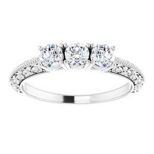 Milgrain Sculptural Three-Stone Anniversary Band