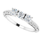 Milgrain Sculptural Three-Stone Anniversary Band