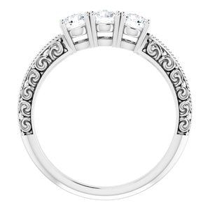Milgrain Sculptural Three-Stone Anniversary Band