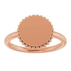 Engravable Beaded Signet Ring