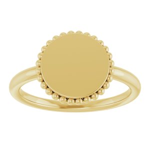 Engravable Beaded Signet Ring