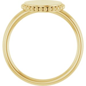 Engravable Beaded Signet Ring