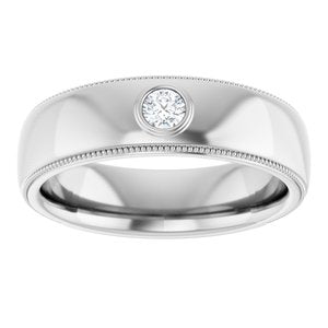Milgrain Stepped-Edge Bezel-Set Solitaire Band