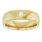 Milgrain Stepped-Edge Bezel-Set Solitaire Band