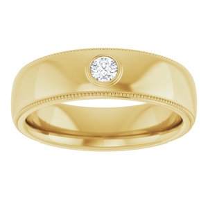 Milgrain Stepped-Edge Bezel-Set Solitaire Band