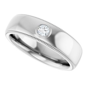 Milgrain Stepped-Edge Bezel-Set Solitaire Band