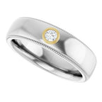 Milgrain Stepped-Edge Bezel-Set Solitaire Band