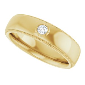 Milgrain Stepped-Edge Bezel-Set Solitaire Band