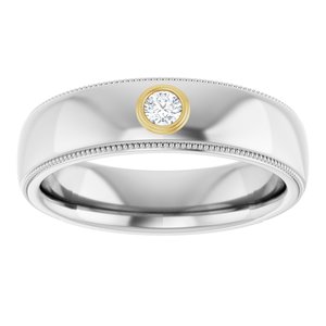 Milgrain Stepped-Edge Bezel-Set Solitaire Band