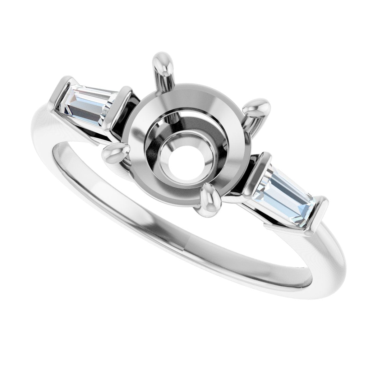 Baguette Accented Engagement Ring
