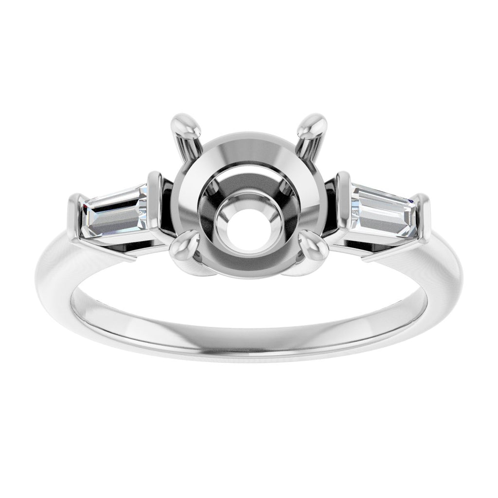 Baguette Accented Engagement Ring