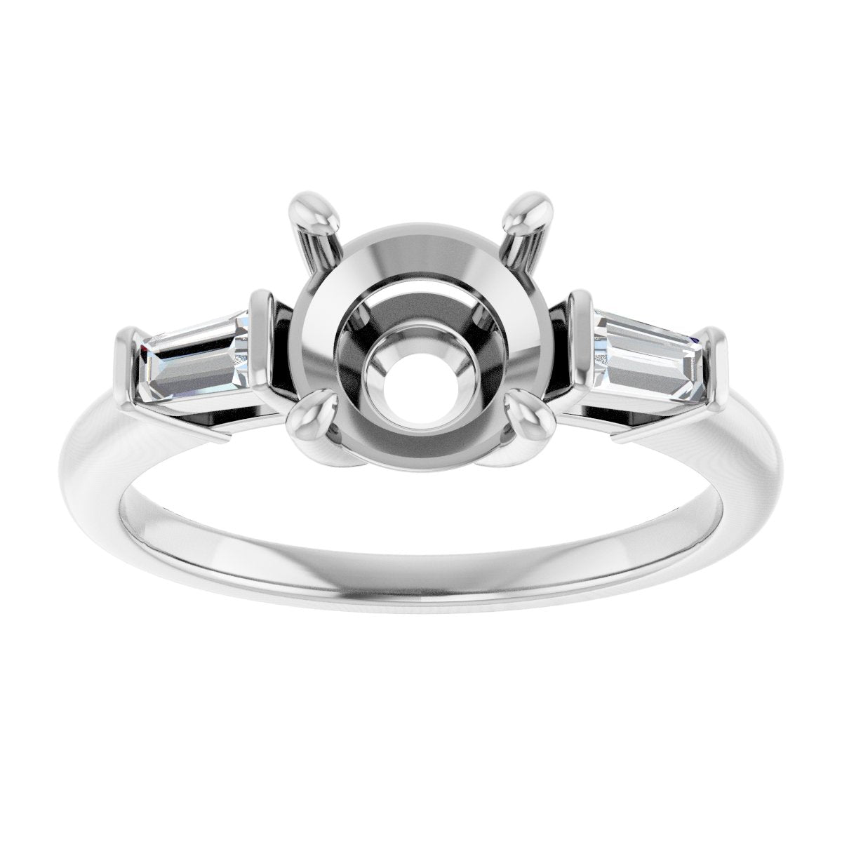 Baguette Accented Engagement Ring