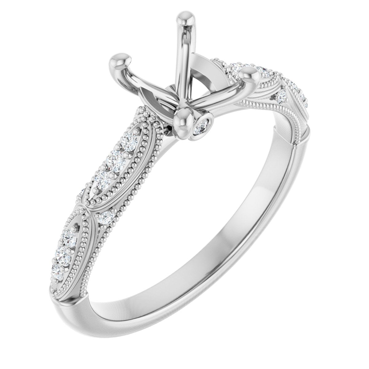 Accented Sculptural Engagement Ring