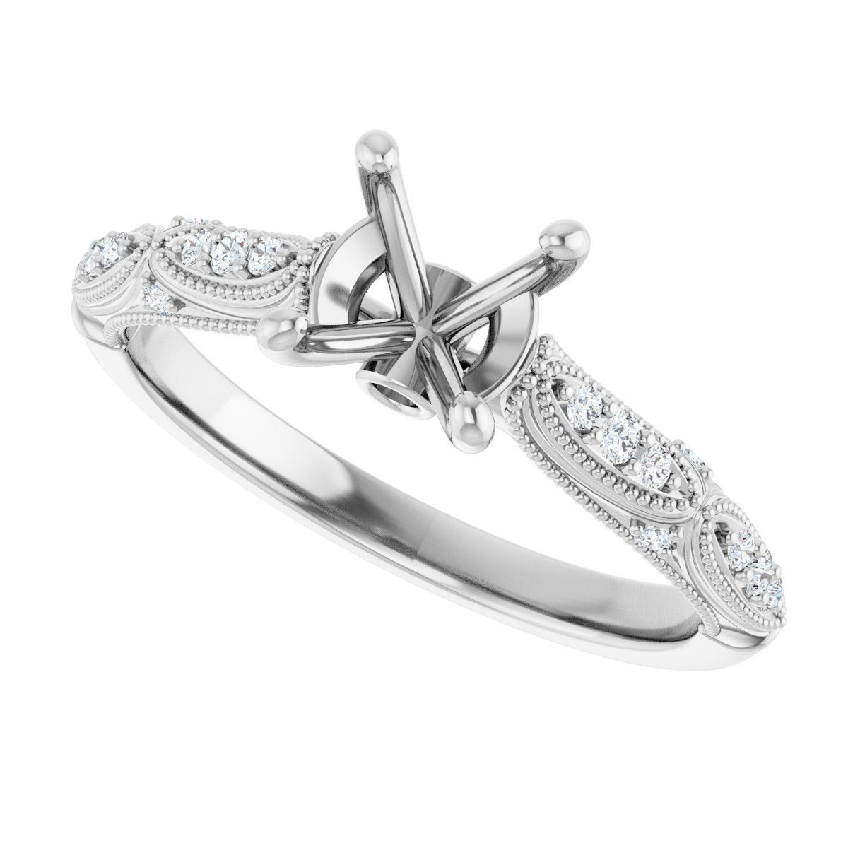 Accented Sculptural Engagement Ring