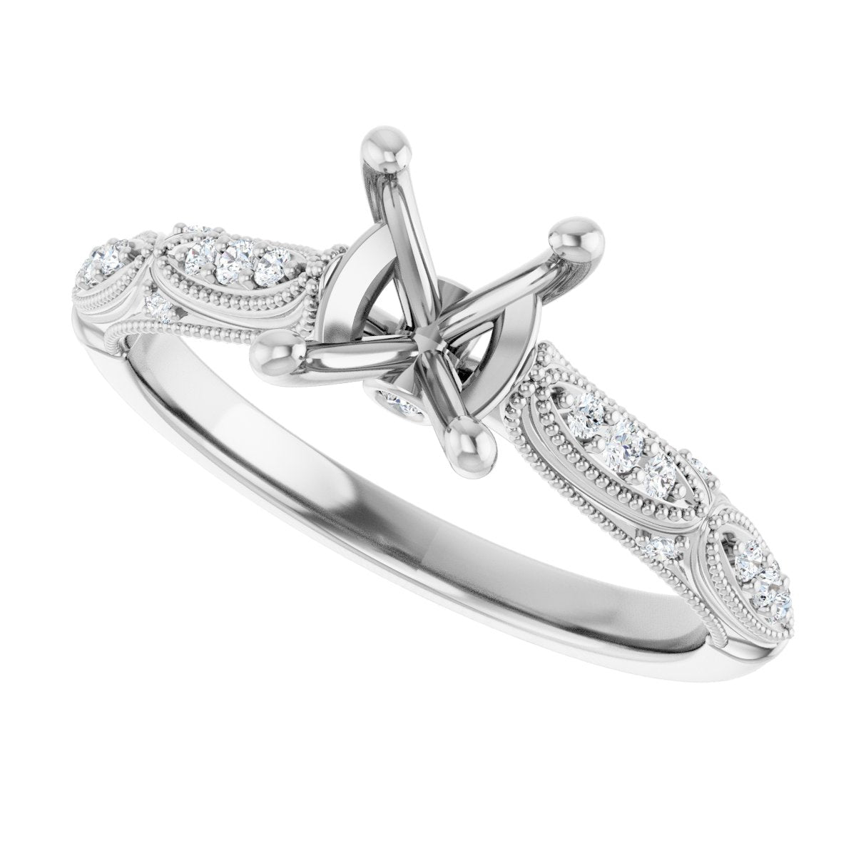 Accented Sculptural Engagement Ring