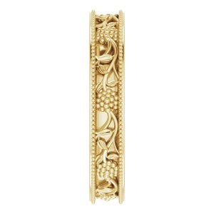 Milgrain Edge Floral Flat Band