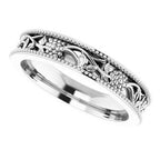 Milgrain Edge Floral Flat Band