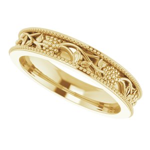 Milgrain Edge Floral Flat Band