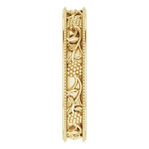 Milgrain Edge Floral Flat Band