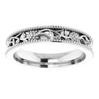 Milgrain Edge Floral Flat Band