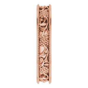 Milgrain Edge Floral Flat Band
