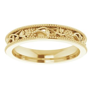 Milgrain Edge Floral Flat Band