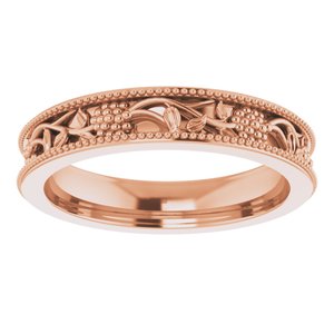 Milgrain Edge Floral Flat Band