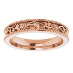 Milgrain Edge Floral Flat Band