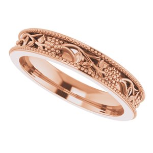 Milgrain Edge Floral Flat Band